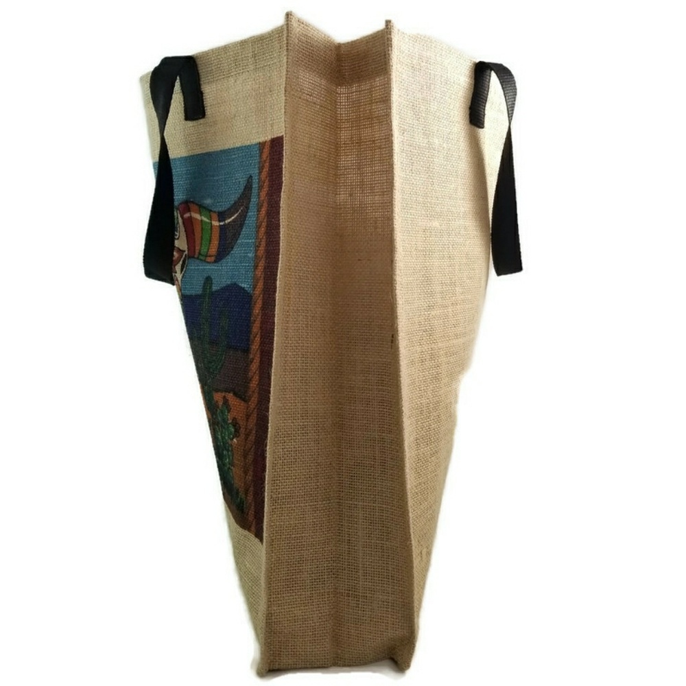 El Paso Saddleblanket Jute Southwest Tote Bag - Picture 5 of 7